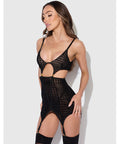 Snake Velvet-Burnout Mesh Chemise & G-String Set - Black 3X/4X