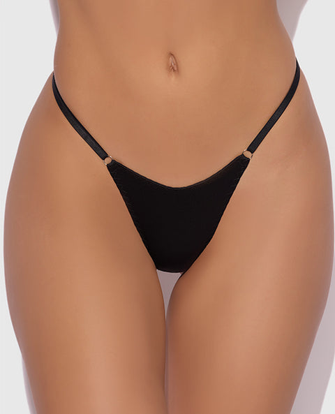 Krystal Rhinestone Net Back G-String - Black