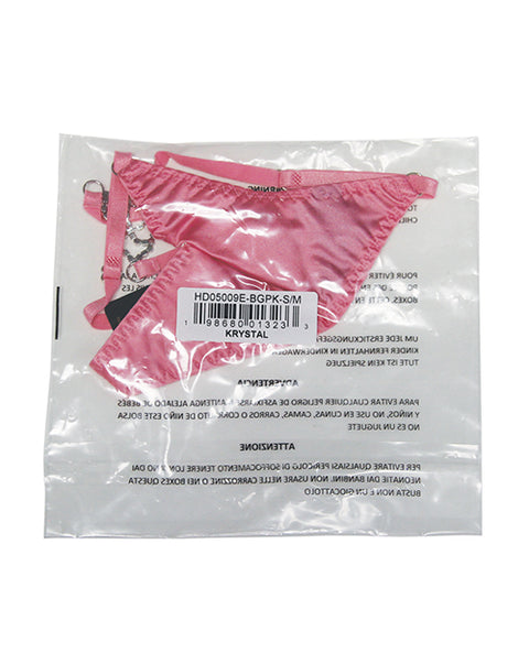 Krystal Rhinestone Net Back G-String - Pink