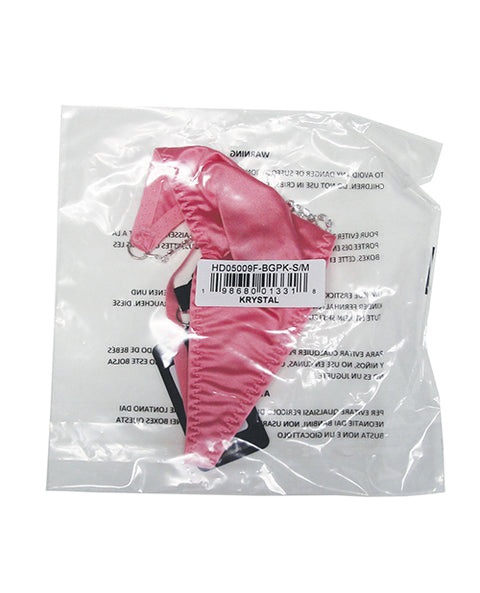 Krystal Side Rhinestone G-String - Pink