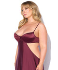 Brigeta Satin Cut Out Long Dress - Burgundy MD