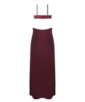 Brigeta Satin Cut Out Long Dress - Burgundy MD