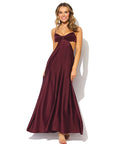 Brigeta Satin Cut Out Long Dress - Burgundy 3X/4X