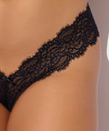 Lana Sheer Lace V-Thong - Black XL