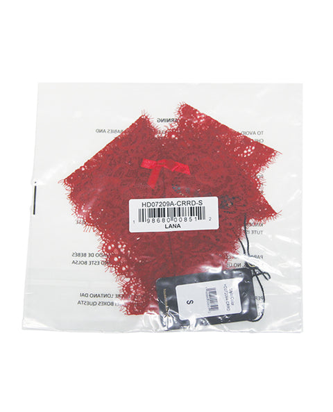 Lana Sheer Lace V-Thong - Red SM