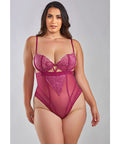 Quinn Cross Dyed Galloon Lace & Mesh Teddy Wine SM