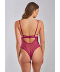 Quinn Cross Dyed Galloon Lace & Mesh Teddy Wine SM