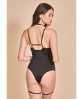 Strapped Up Garter Teddy W/Choker Black