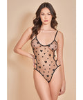 Heartburn Mesh & Velvet Teddy W/Open Back Black