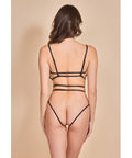 Heartburn Mesh & Velvet Teddy W/Open Back Black
