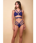 Along The Lines Strappy Bra & Cheeky Low Rise Panty Navy