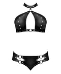 Lust Juno Top W/Velcro Choker Neck & Mini Short Black