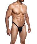 Male Basics Y Buns Thong Black