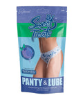 Sweet Treats Crotchless Thong W/Wicked Sensual Care Blueberry Lube - Blue