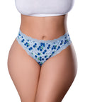Sweet Treats Crotchless Thong W/Wicked Sensual Care Blueberry Lube - Blue