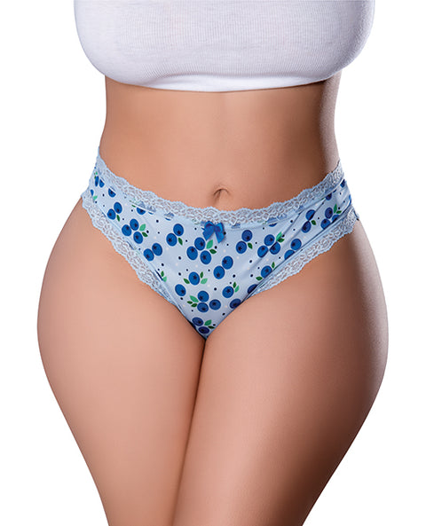 Sweet Treats Crotchless Thong W/Wicked Sensual Care Blueberry Lube - Blue
