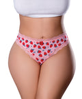 Sweet Treats Crotchless Thong W/Wicked Sensual Care Strawberry Lube - Pink