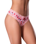 Sweet Treats Crotchless Thong W/Wicked Sensual Care Strawberry Lube - Pink