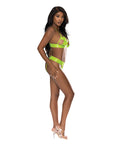 Strap-Tease Bra & Crotchless Panty Neon Yellow