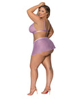 Girl Next Door Strappy Bralette W/Flirty Thong Skirt Lilac