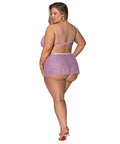 Girl Next Door Strappy Bralette W/Flirty Thong Skirt Lilac