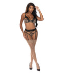 Purrfect Balconette Bra & Garter Panty Animal/Black