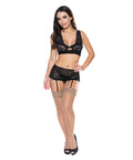 Ooh La Lace Bralette, Garter Skirt & G-String Black