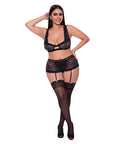 Ooh La Lace Bralette, Garter Skirt & G-String Black
