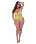 Love Star High Leg Teddy W/Snap Crotch Chartreuse