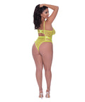 Love Star High Leg Teddy W/Snap Crotch Chartreuse