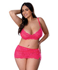 Get It Girl Lace Bra W/Skirt & Thong - Pink