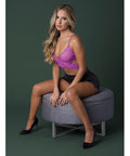 Butterfly Fantasies Cross Over Bralette W/Thong And Garter 3 Pc Set - Neon Purple