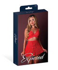 Sugar High Bralette W/Cincher Skirt & Thong 3 Pc Set - Red