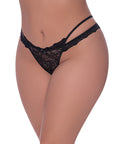 Ooh La Lace Cross Strap Split Crotch Tanga Panty Black