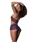 Hazy Dayz Gummy Bear Blacklight Reflective Halter Top & Short 2 Pc Set - Multi