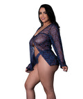 Hazy Dayz Butterfly Blacklight Reflective Tie Front Top & Thong 2 Pc Set - Black Multi