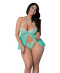 Caribbean Crush Flutter Babydoll W/Thong 2 Pc Set - Aqua