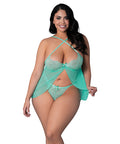 Caribbean Crush Flutter Babydoll W/Thong 2 Pc Set - Aqua