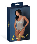 Blue Sky Ruffled Crotchless Teddy - Light Blue
