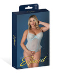 Blue Sky Ruffled Crotchless Teddy - Light Blue