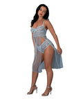 Blue Sky Long Chemise & Boy Short Panty - Light Blue