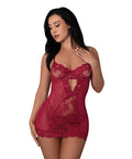 Black Cherry Demi Cup Chemise & Thong Set - Red