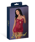 Black Cherry Demi Cup Chemise & Thong Set - Red