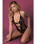 Black Cherry Halter Teddy - Black