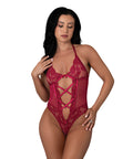 Black Cherry Halter Teddy - Red