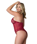Black Cherry Halter Teddy - Red