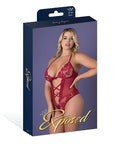 Black Cherry Halter Teddy - Red