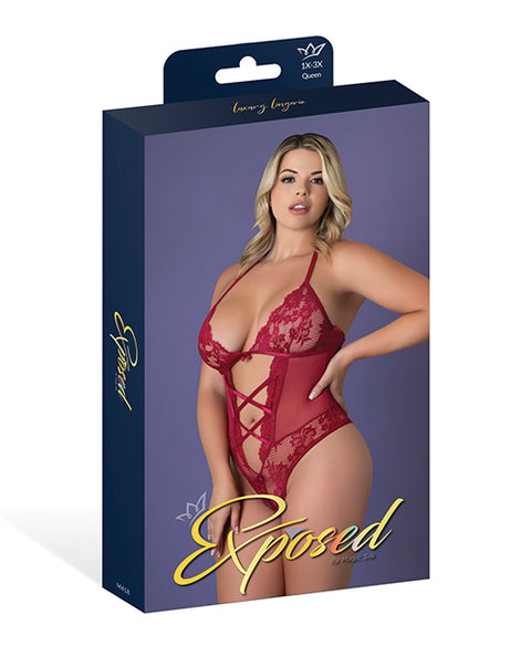 Black Cherry Halter Teddy - Red