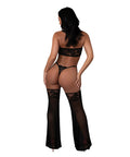 Black Cherry Plunge Top W/Removable Chaps & Cheeky Panty Set - Black