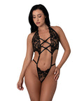 Black Cherry Plunge Top W/Removable Chaps & Cheeky Panty Set - Black